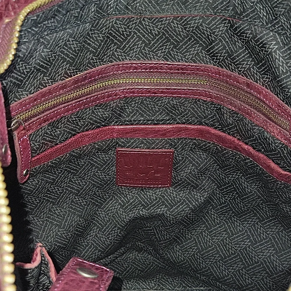 Large WILL Leather Goods Burgundy Heavy Leather Tote Bag